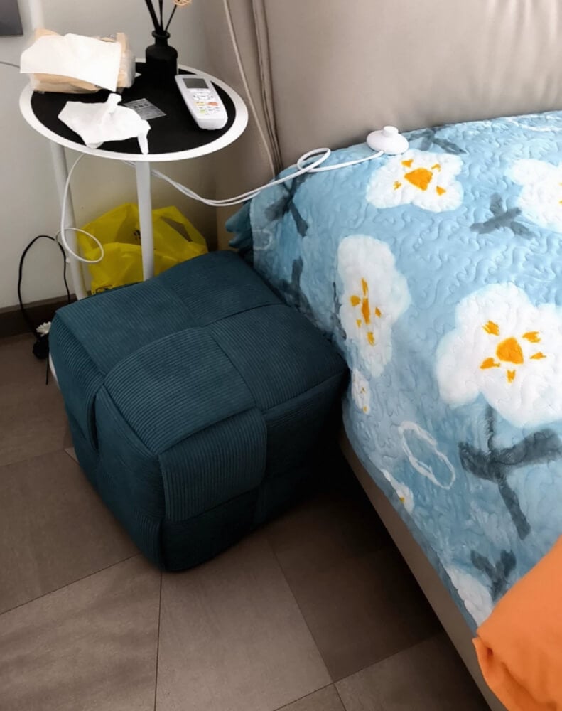 สตูลผ้าลูกฟูก MY DOLLS HOUSE COZY CUBE 38 ซม. สีน้ำเงินอมเขียว